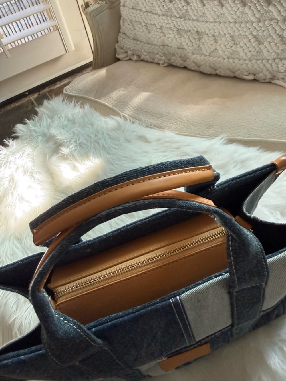 Denim Tote Bag in Dark Blue - Picture 5 of 8